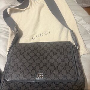 Gucci Black and Gray Monogram Shoulder Bag